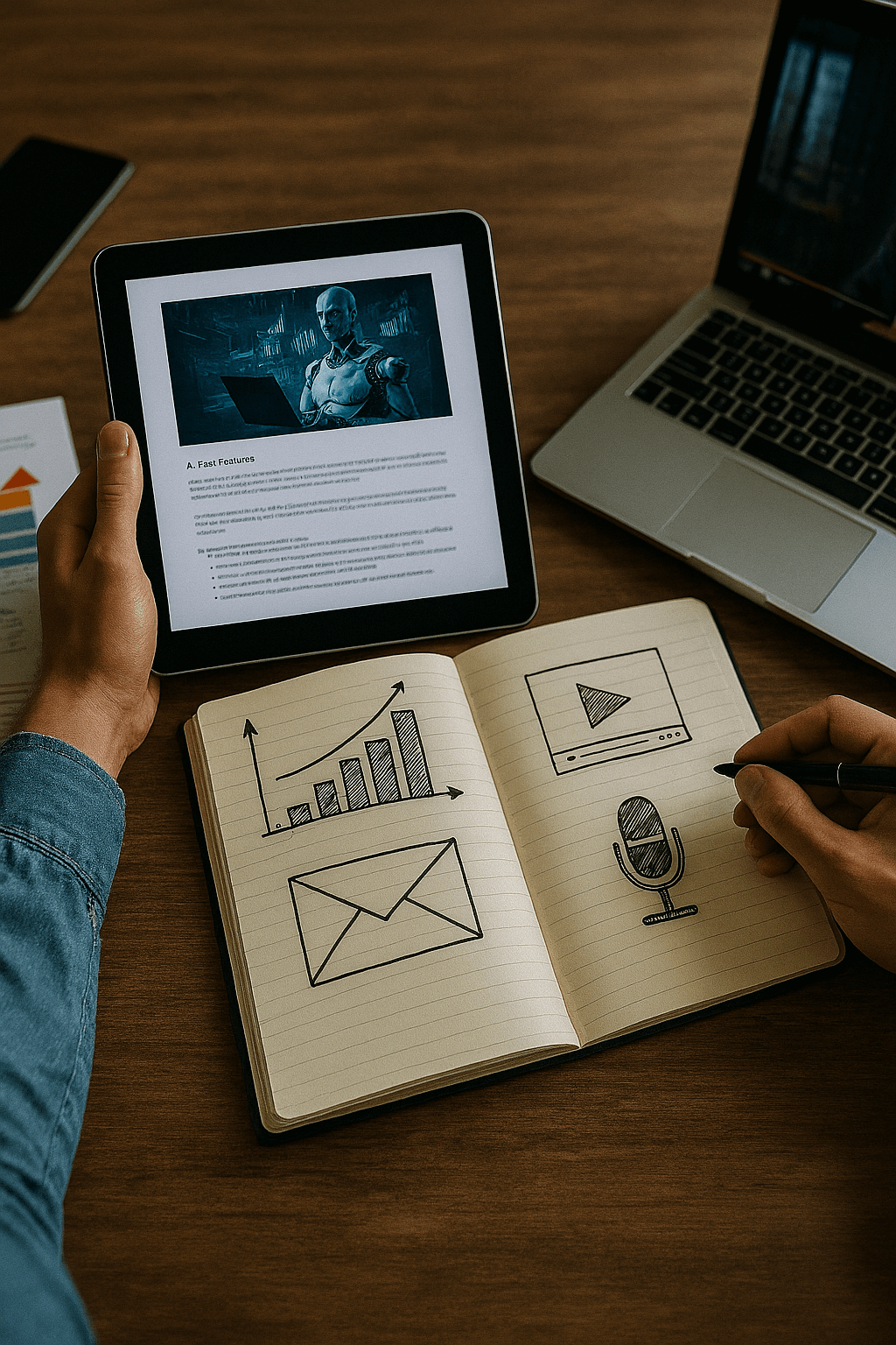 Creative production company team using AI-powered ideation tools for fast and strategic content generation